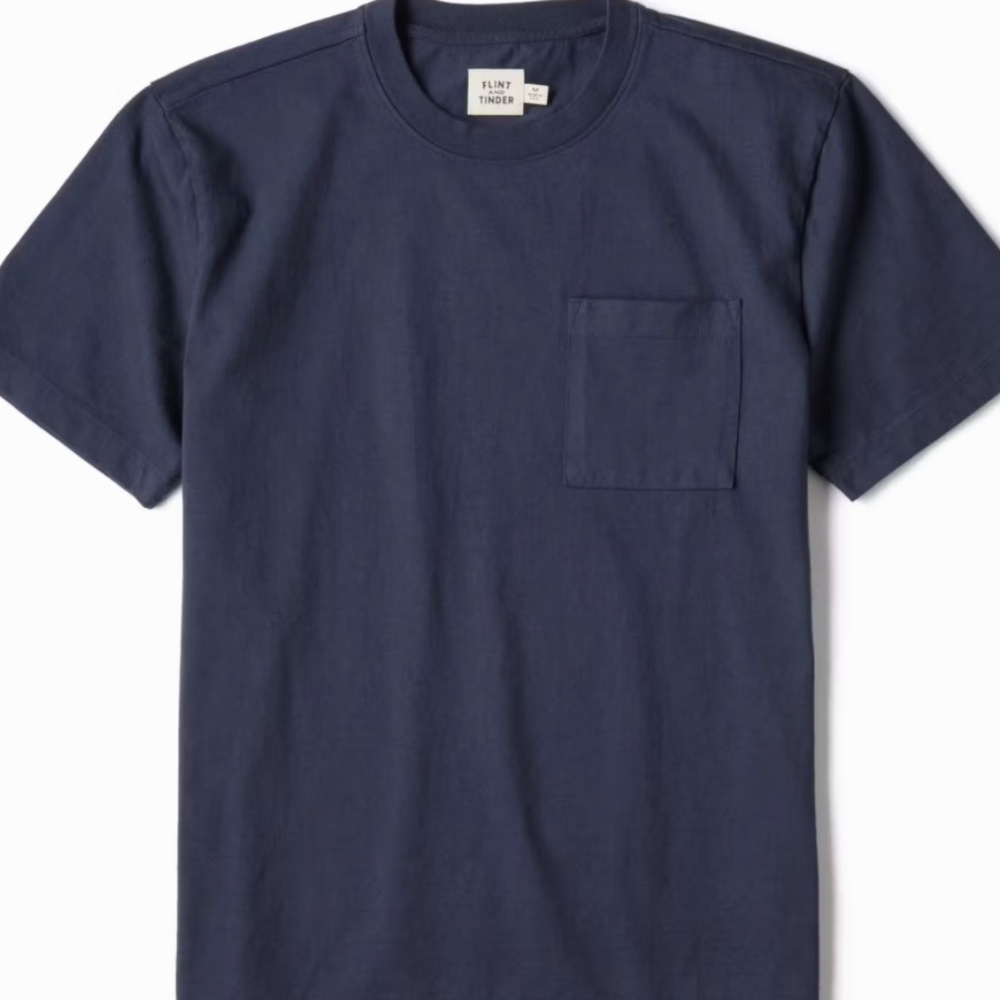 BRAND NEW FLINT & TINDER Heavy Weight Men's Navy Crew Neck T-Shirt